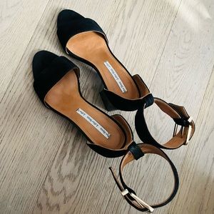 high heel suede sandal